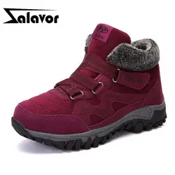 ZALAVOR/женские зимние ботильоны; теплая зимняя обувь с Плюшевым Мехом для женщин среднего возраста; полусапоги на плоской подошве со