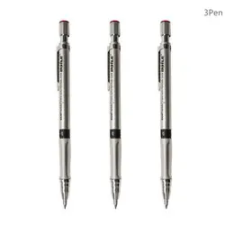 Premium 2.0mm Mechanical Pencil Set with Color and Black Lead Refills for Drawing, Writing, and Crafting (3Pcs Silver pencils)