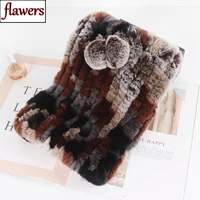 2025 New Lady Real Rex Rabbit Fur Hat Natural Warm Rex Rabbit Fur Hat Scarf Women Hand Knitted Soft Real Rabbit Fur Caps Scarves 1