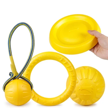 

Amphibious Dog Toys Ball with Rope/Flying Discs/Chew Toy Ring EVA Pet Toy For dogs Interactive Ball For Small/Large Dogs Cats
