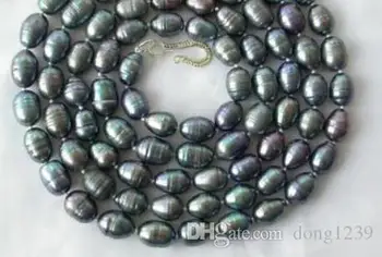 

Impressive Long 50 "8-9mm Baroque Black Freshwater Cultured Pearl Necklace H406