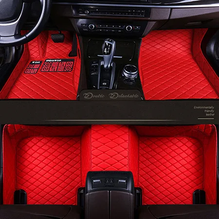 Кожаные пользовательские автомобильные коврики для Toyota Land Cruiser 100 200 Водонепроницаемые кожаные Коврики для автомобиля-Стайлинг автомобильный коврик - Название цвета: Red Standrd
