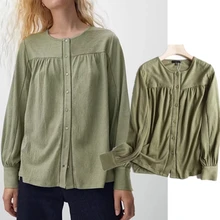 

Elmsk Blusas Mujer De Moda 2021 England Fashion Indie Folk Lace Splicing O-neck Loose Casual Blouse Women Shirt Women Tops