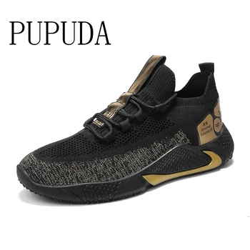 

PUPUDA summer running shoes men fashion trend Basketball shoes breathable outdoor sport shoes flyknit comfortable mesh sneakers