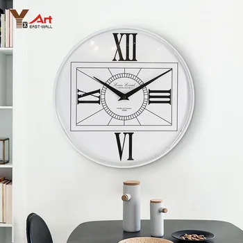 

30cm Creative Brief White Iron Art Wall Clock Roman Digital Needle Clock Living Room Electronic Quartz Clock Home Decor
