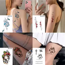Funny Butterfly flowers Body Art Cute Waterproof  Tattoo Stickers Small Fresh Cartoon Body Arm Stickers