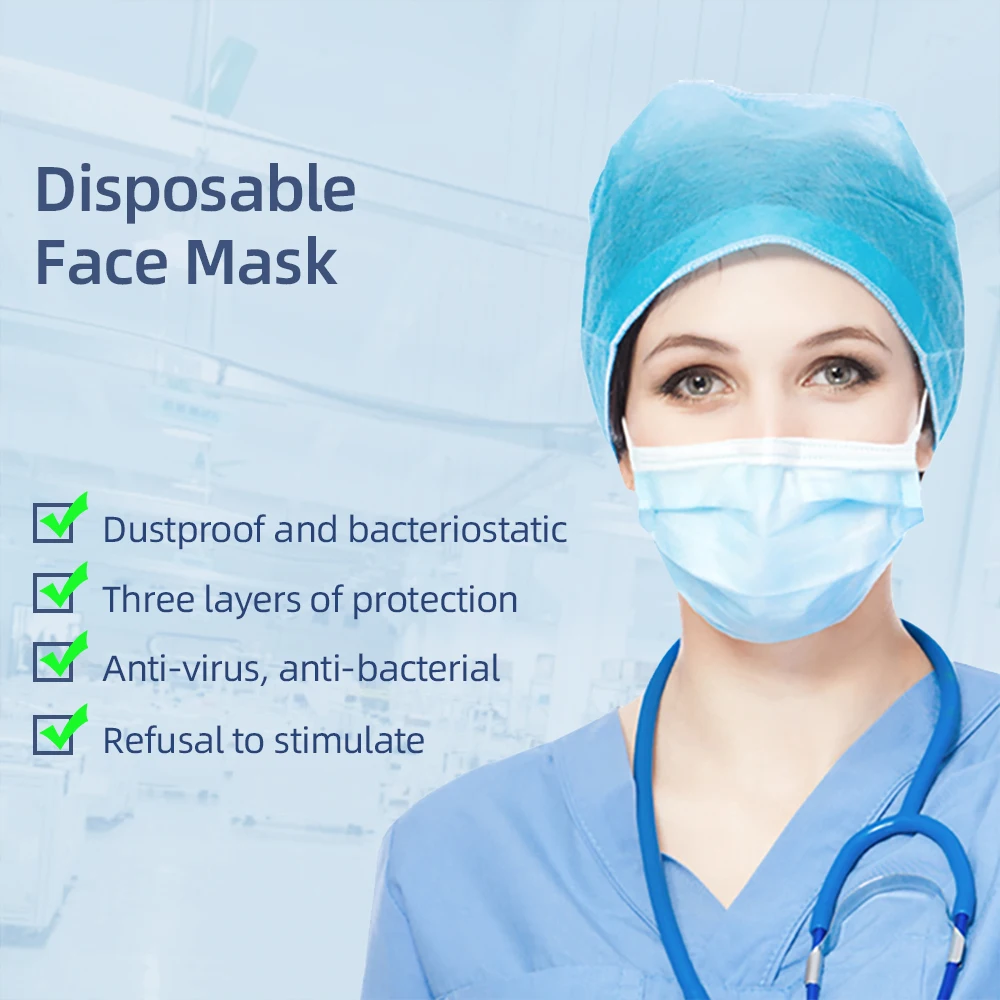 Face mask Disposable face masks 3-ply Safely mouth 100pcs pm2.5 Apply to adult dust filter masque | Красота и здоровье