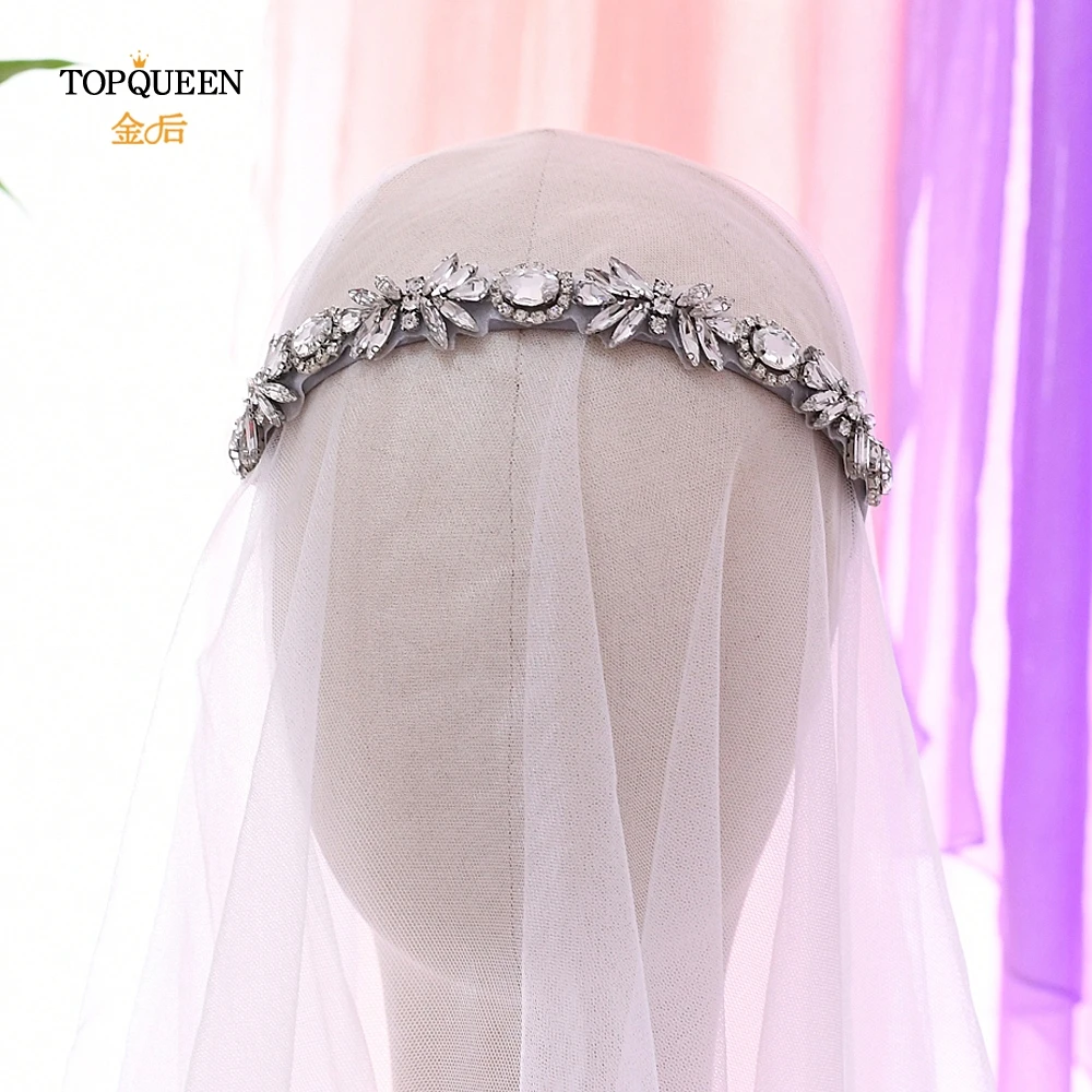 TOPQUEEN, S292-FG, свадебные стразы, аксессуары для волос, свадебная тиара, головные уборы, серебряные стразы, повязка на голову, барокко, лента для волос