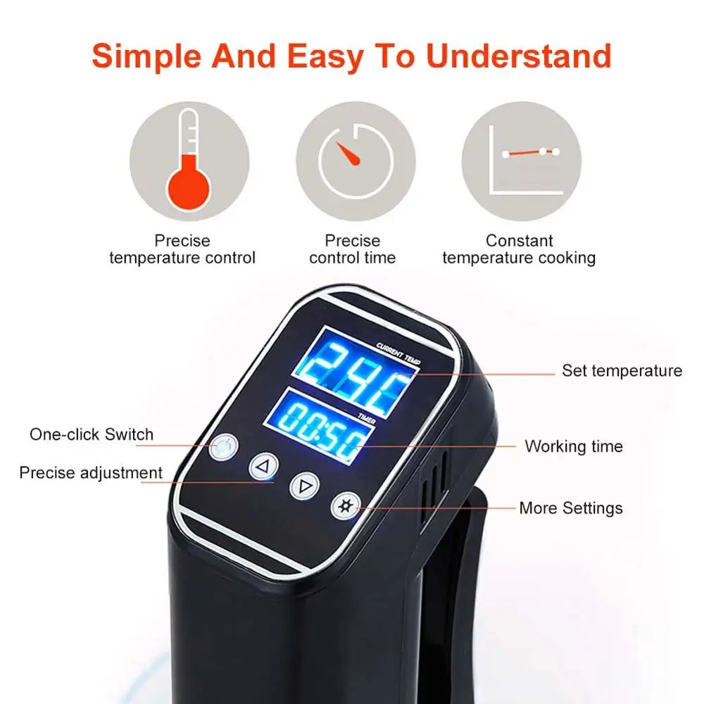 Водонепроницаемая вакуумная Мультиварка Sous Vide, погружной циркулятор, цифровой ЖК-дисплей с таймером, мультиварка Sous Vide