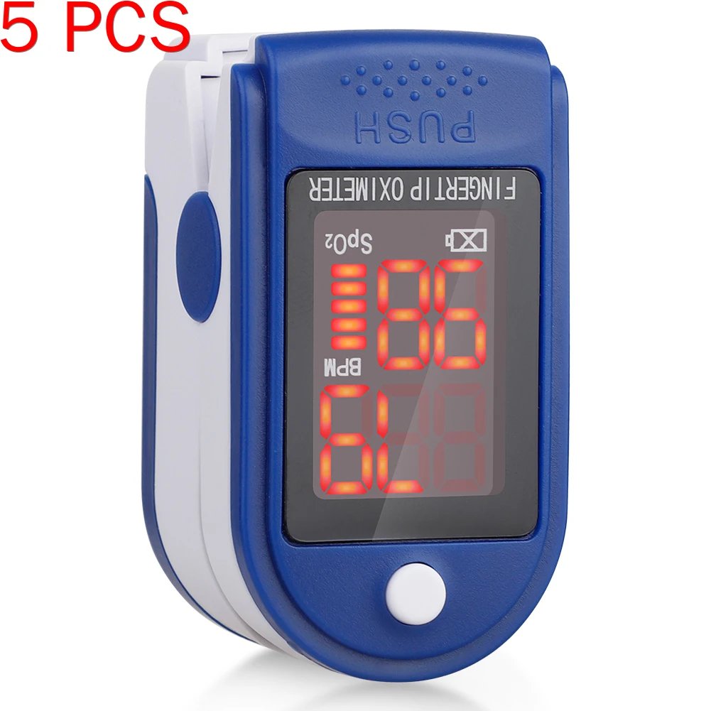 

5 PCS Portable Blood Oxygen Finger Pulse Digital Fingertip Oximeter Oxygen Saturation Meter Finger Monitor CE (No Battery)
