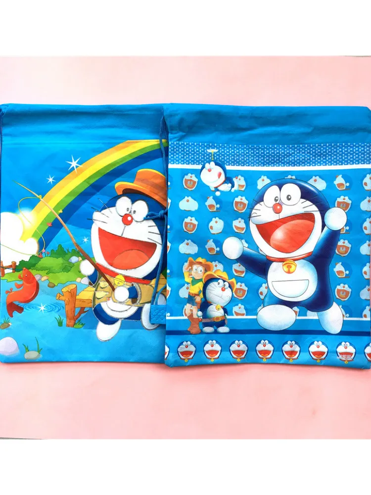 20 шт. 34*27 см Doraemon нетканый мешок на шнурке Подарочный рюкзак для детей украшение