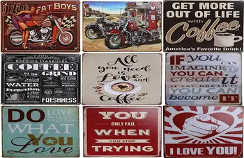 

All You Need is Love And Coffee Vintage Metal Tin Signs Plate Get More Out Of Life Metal Painting Vintage Plaque Wall Decor