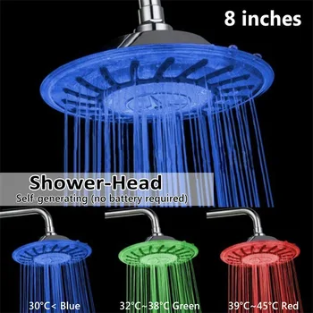 

Temperature Controlled Round Home Universal Energy Saving Modern LED Shower Head Auto Changing Elegant 3 Colors Sprayer Bathroom