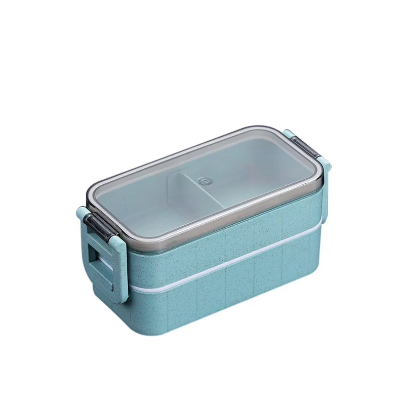 2 Layer Blue WORTHBUY, японская микроволновая печь, коробка для бэнто, Пшеничная солома, детский Ланч-бокс, герметичный, бенто, Ланч-бокс для детей, школьный контейнер для еды - Цвет: 2 Layer Blue