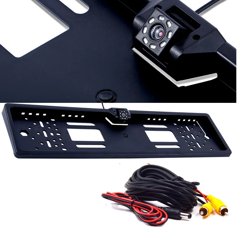 License Plate Frame Car Rear View Camera EU European Waterproof Night Vision Reverse Backup with 4 Or 8 12 LED Light