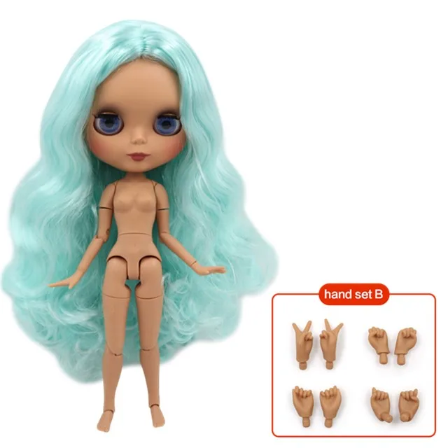 ICY 1/6 Blyth Кукла № 136/4268 синий смешанные волосы Обнаженная кукла, индивидуальные матовое лицо сустава/нормальное тело - Цвет: hand set B