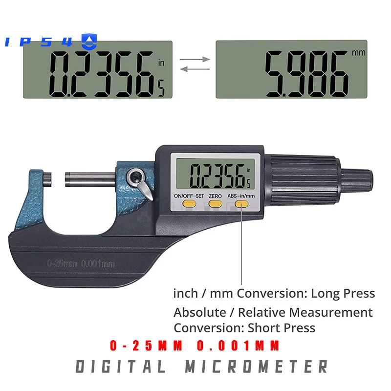 

0-25mm Micron Digital outside Micrometer Electronic micrometer gauge 0.001 mm digital caliper