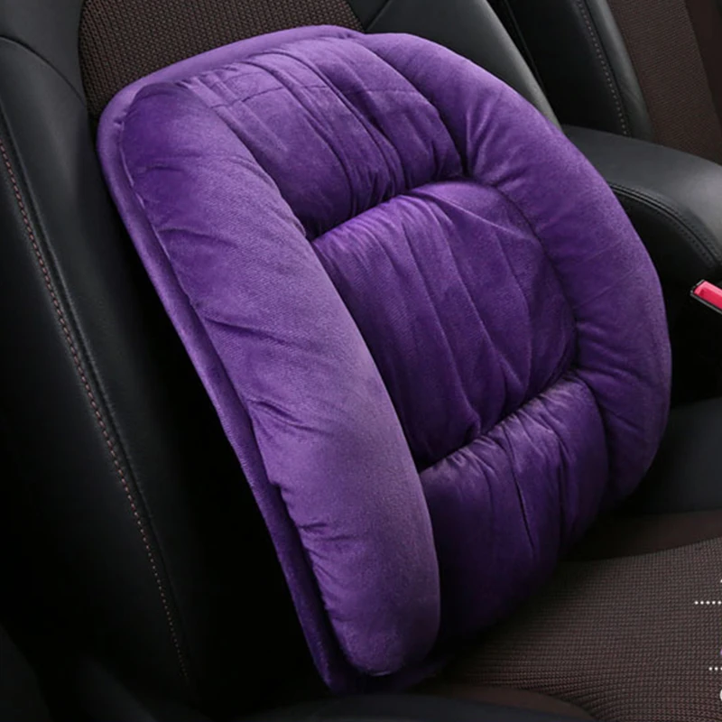 Warm Car Seat Cover Universal Winter Plush Cushion Faux Fur Material For Car Seat Protector Mat Car Interior Accessories - Название цвета: Purple Lumbar suppor