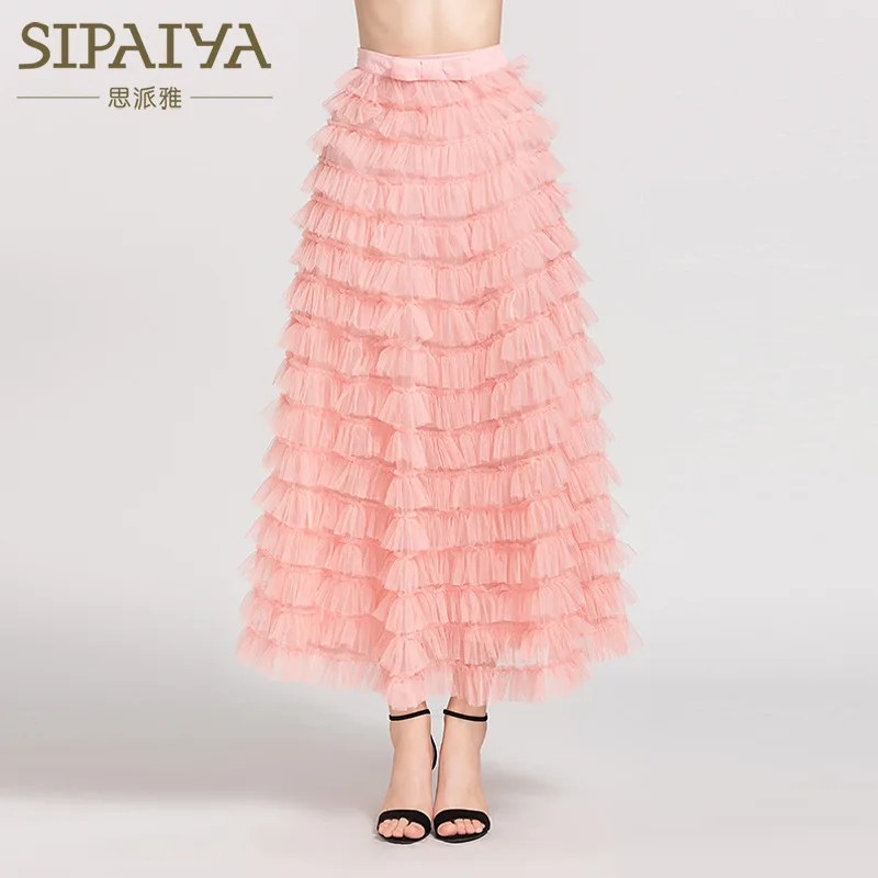 

2019 Spring And Autumn New Style Korean-style Slim Fit Solid Color Skirt Princess Dress Women's Bow Cake Medium-length Dress A-