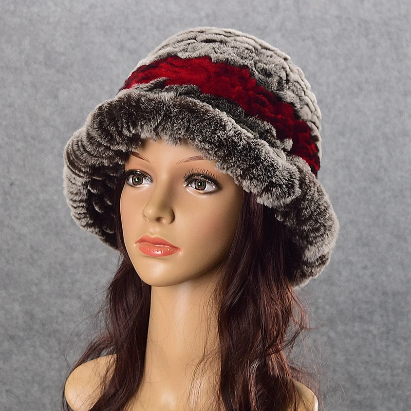 

Real Fur Hats Knitted Floral Rex Rabbit Fur Lovely Hat Girls Caps For Women Luxury Brand Women 2018 New Russian Winter Hat Caps