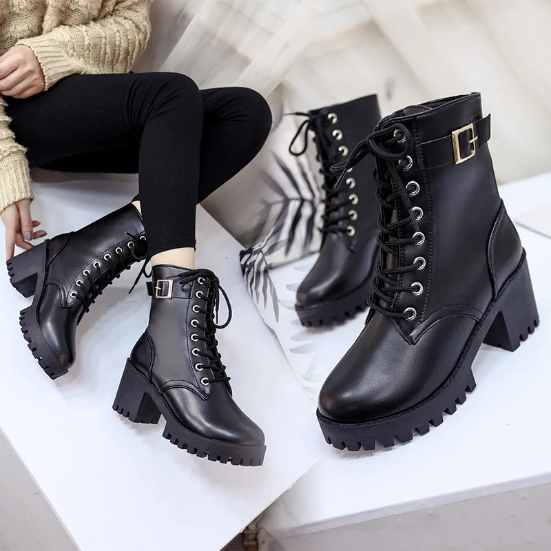 Botas de mujer de marca de diseñador moda, botas para mujer de tendencia informal para usar a diario, de algodón de tubo antideslizantes salvajes - AliExpress Calzado