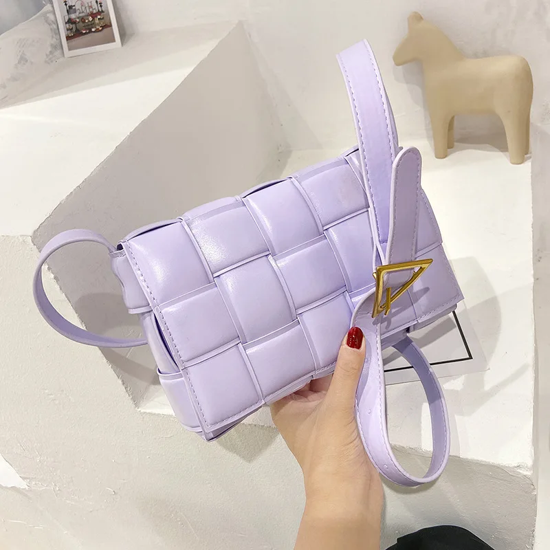 

Solid color Weave Square Crossbody bag 2020 New High quality PU Leather Women's Designer Handbag Travel Shoulder Messenger Bag