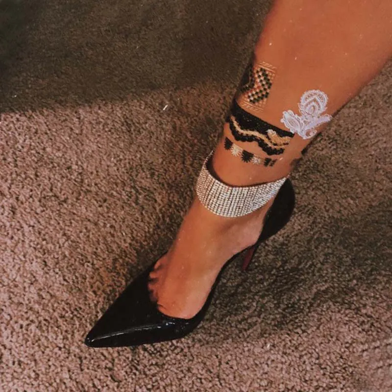 Новинка, сексуальные женские ножные браслеты в стиле панк, блестящие стразы, этнические ножные браслеты на лодыжке, ювелирные изделия, турецкие вечерние ножные браслеты#243963