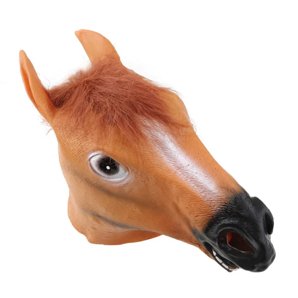 Creepy Horse Mask Head Halloween Costume Theater Prop Novelty Latex Rubber
