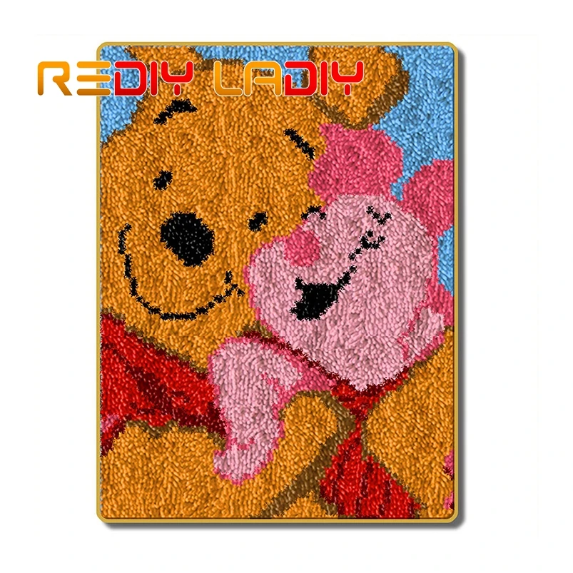 Latch Hook Rug Winnie Piglet Crocheting Carpet 100 Acrylic