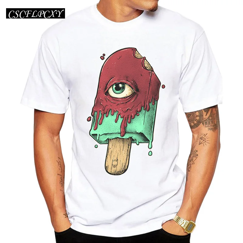 

New Arrivals 2019 Fashion Men T Shirt EyeCream Printed t-shirt Short Sleeve Casual Tops Summer Punk Style Tee