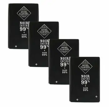 

4 x 30 Gramos - Michel Cluizel Noir Infini 99% Oscuro/Negro Infinito Chocolate Oscuro 99% Manteca de Cacao Pura Nobili