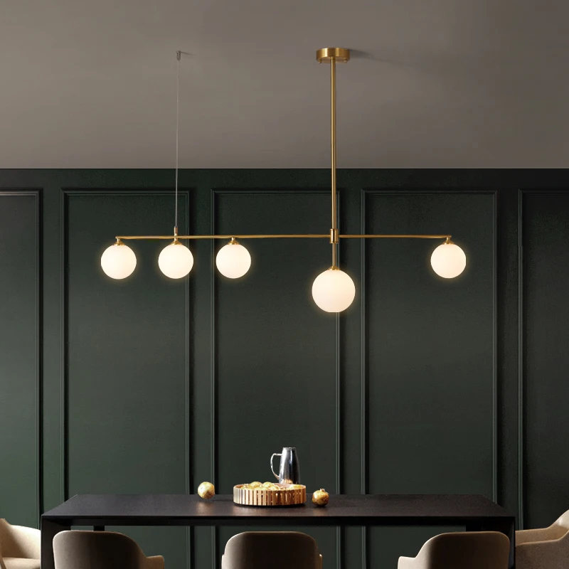 Modern Lights Luxury Copper Restaurant LED Chandelier Nordic Creative Glass Lighting Bar home Dining room ball Hanging lamp