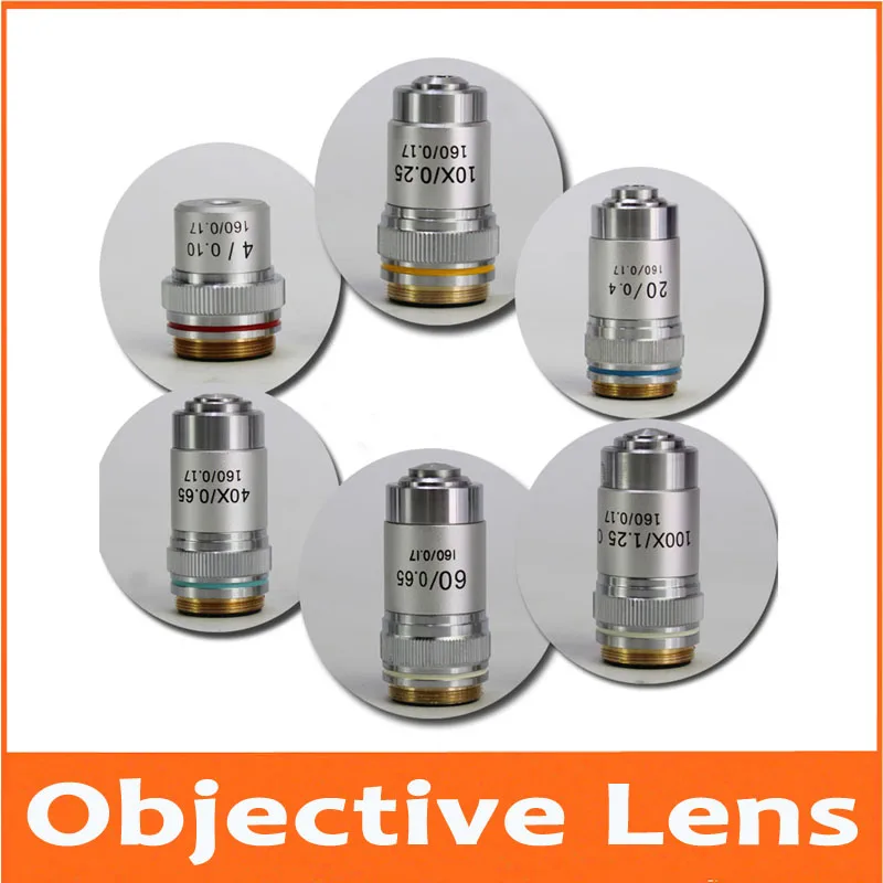 4X 10X 20X 40X 60X 100X 195 Biomicroscope Achromatic Lab Laboratory Bio-Microscope Biological Microscope Objective Lens 20.2mm |