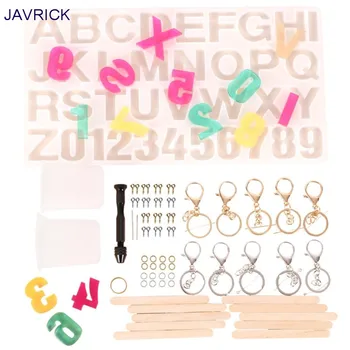 

227 Pcs DIY Silicone Resin Mold Epoxy Letter Crystal Alphanumeric Set Keychain