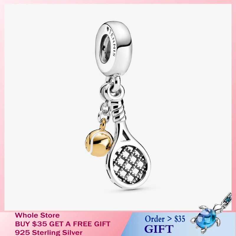

2020 Pre-Autumn New Arrival Tennis Racket & Ball Dangle Charm fit Original Pandora Charms Bracelet For Women DIY Jewelry Popular
