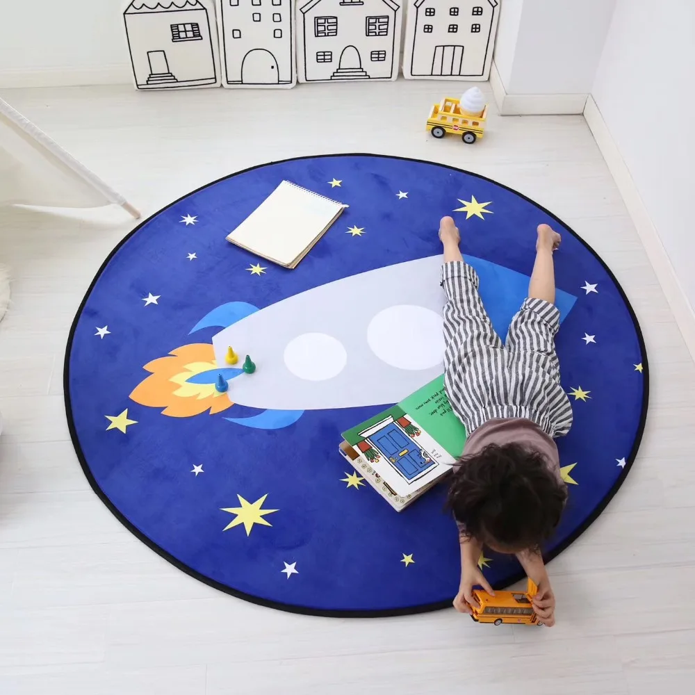 Cartoon Round Carpet Children's Room Thick Sponge Game Curtain Floor Pad Computer Chair Child Tatami Soft Mat S | Дом и сад