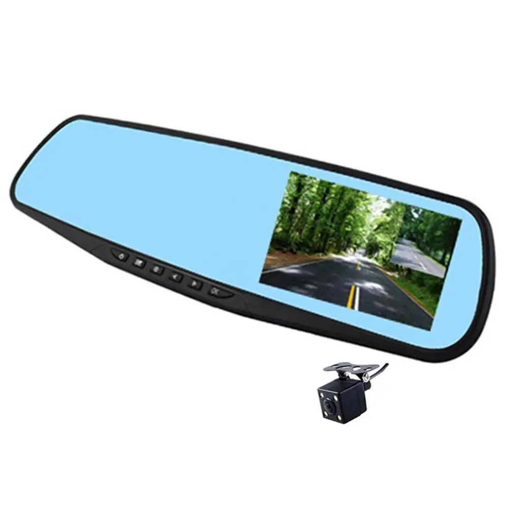 

Dual Lens Rearview Mirror Car DVR Camera 4.3 inch HD 1080p Dashboard Cam support Seamless Recording