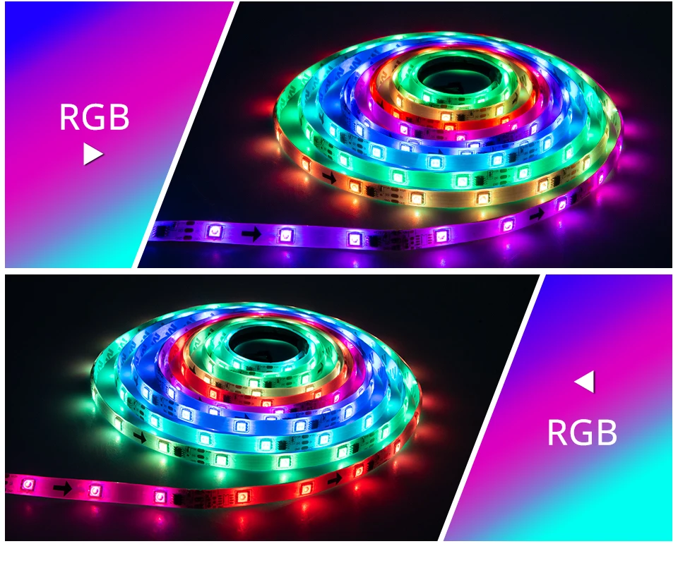WS2811 RGB Светодиодная лента Водонепроницаемый 30/60 светодиодный s/m лента DC 12V Гибкая полоса света для ПК ТВ украшения для кухни