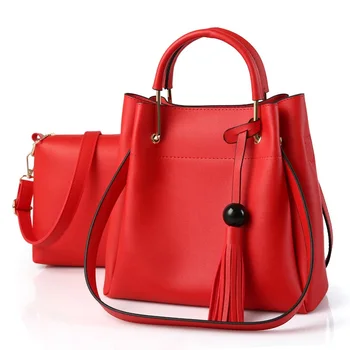 

New Arrival Handbags Fashion Concise Office Ladies Practical Totes Solid Color Red Orange Green Grey Composite Bag