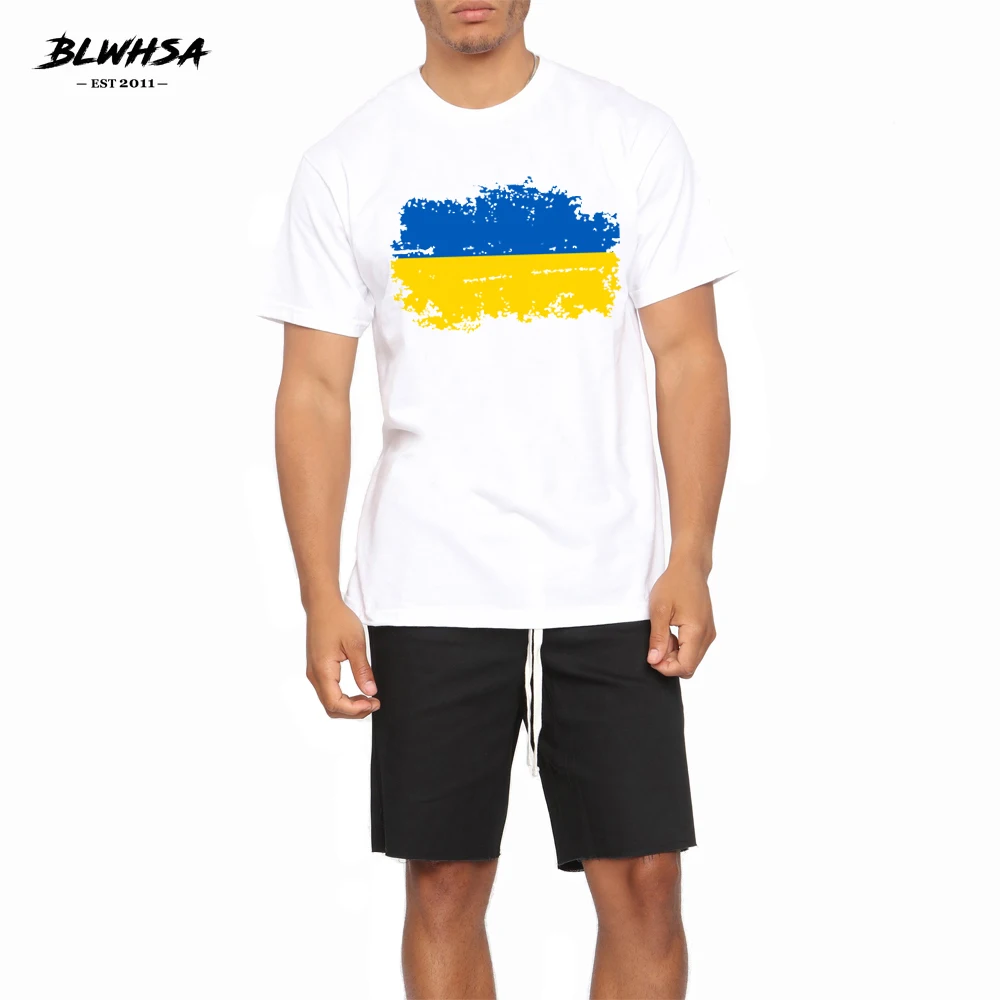 Blwhsa национальный флаг Украины летние футболки для мужчин повседневные хлопок Ностальгический флаг Украины Cheer футболки для мужчин
