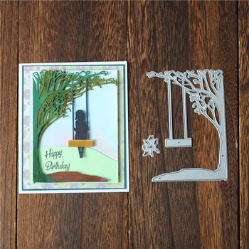 

YaMinSanNiO Tree and Swing Cutting Die Craft Stencil Punching Templates for Diy Scrapbooking Album Card Making Embossing Dies
