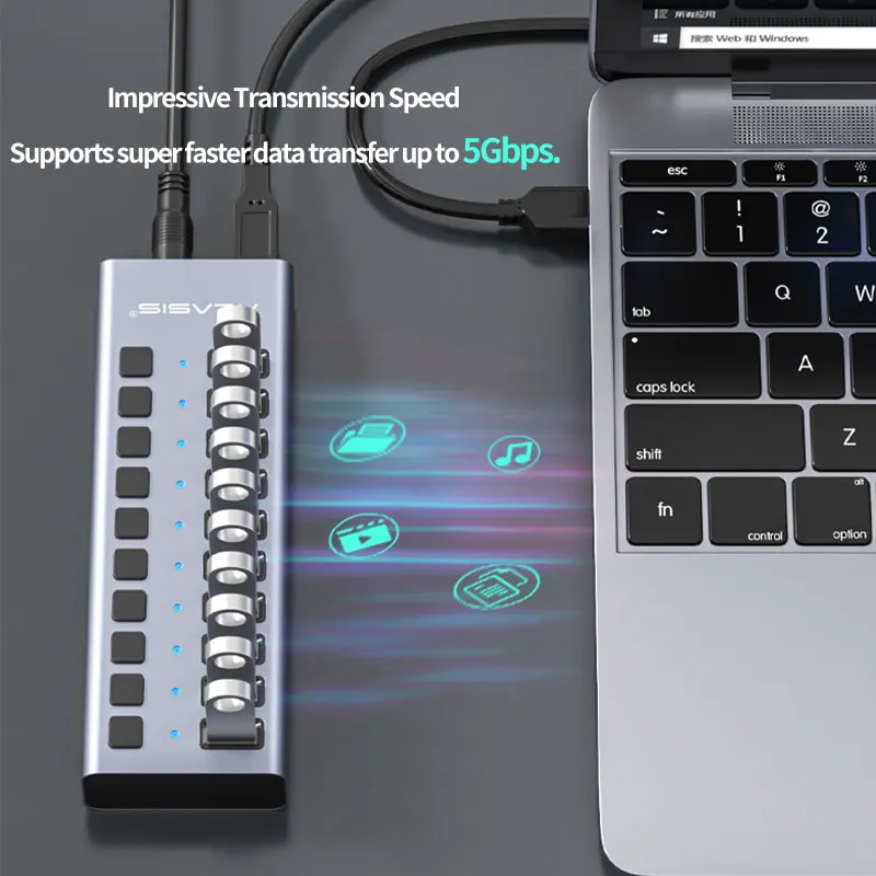 7 7 Port Ladron Usb Hub Multiport Usb 2.0 Splitter Multiplier Power Outlet  Pc Portable - Docking Stations & Usb Hubs - AliExpress