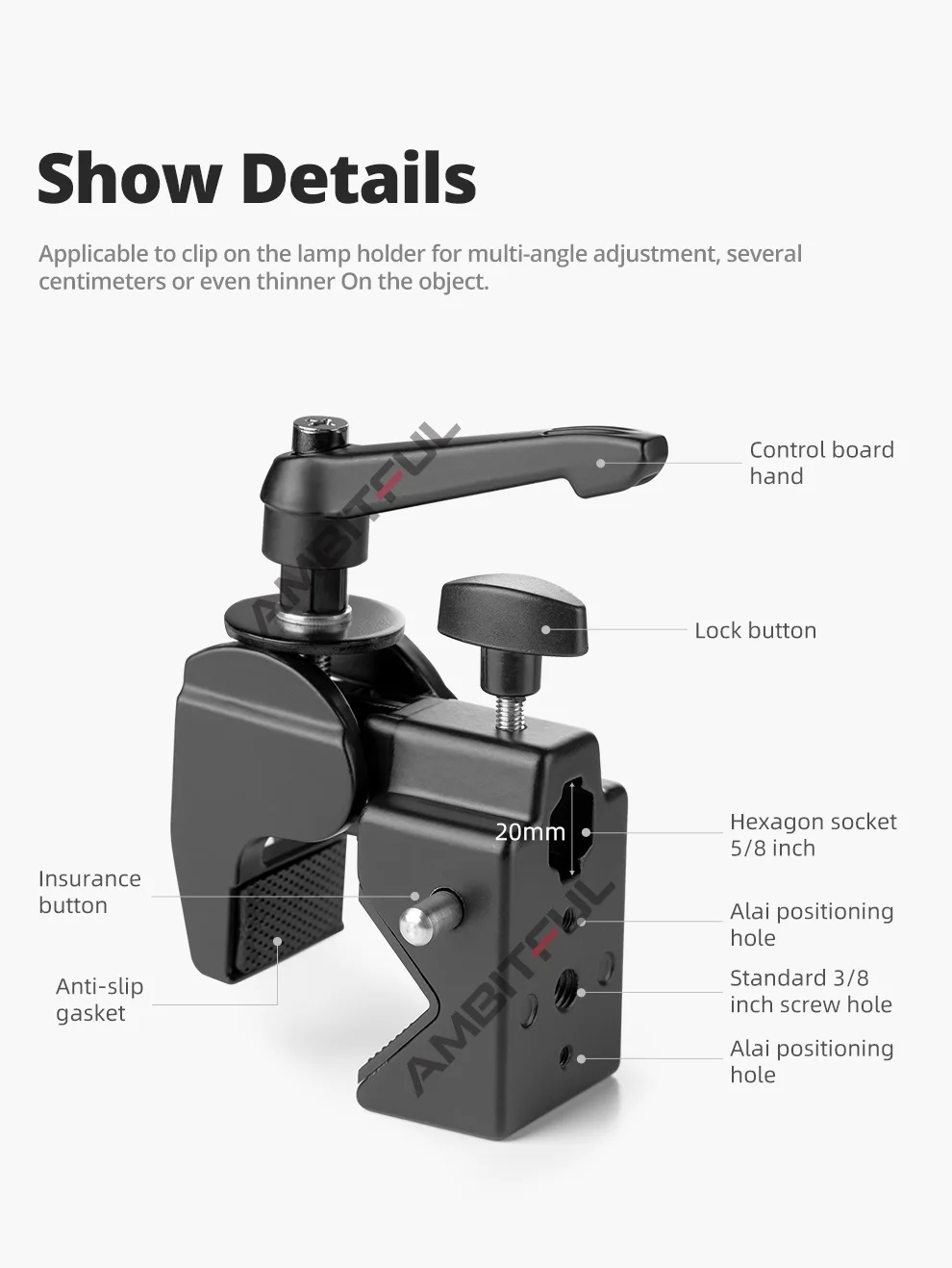 Profession Olecranon C Type Clip Photography Clip for Godox S-type Speedlite Fl
