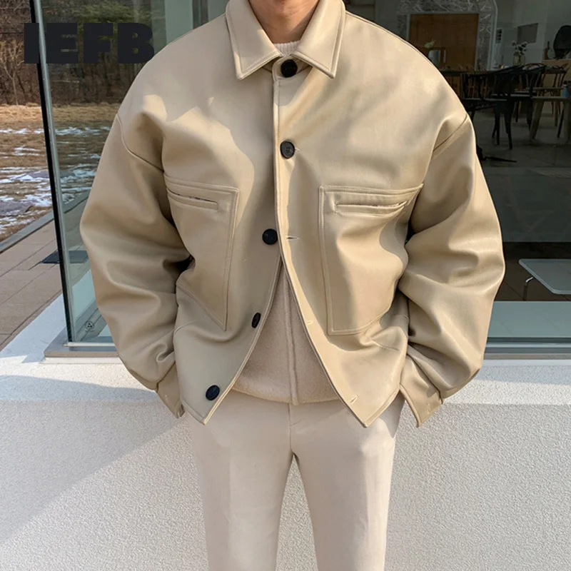 IEFB-ropa de piel sintética gruesa para hombre, abrigo de pecho único, Coreano nuevo, suelto, tendencia, 2021, 9Y5732