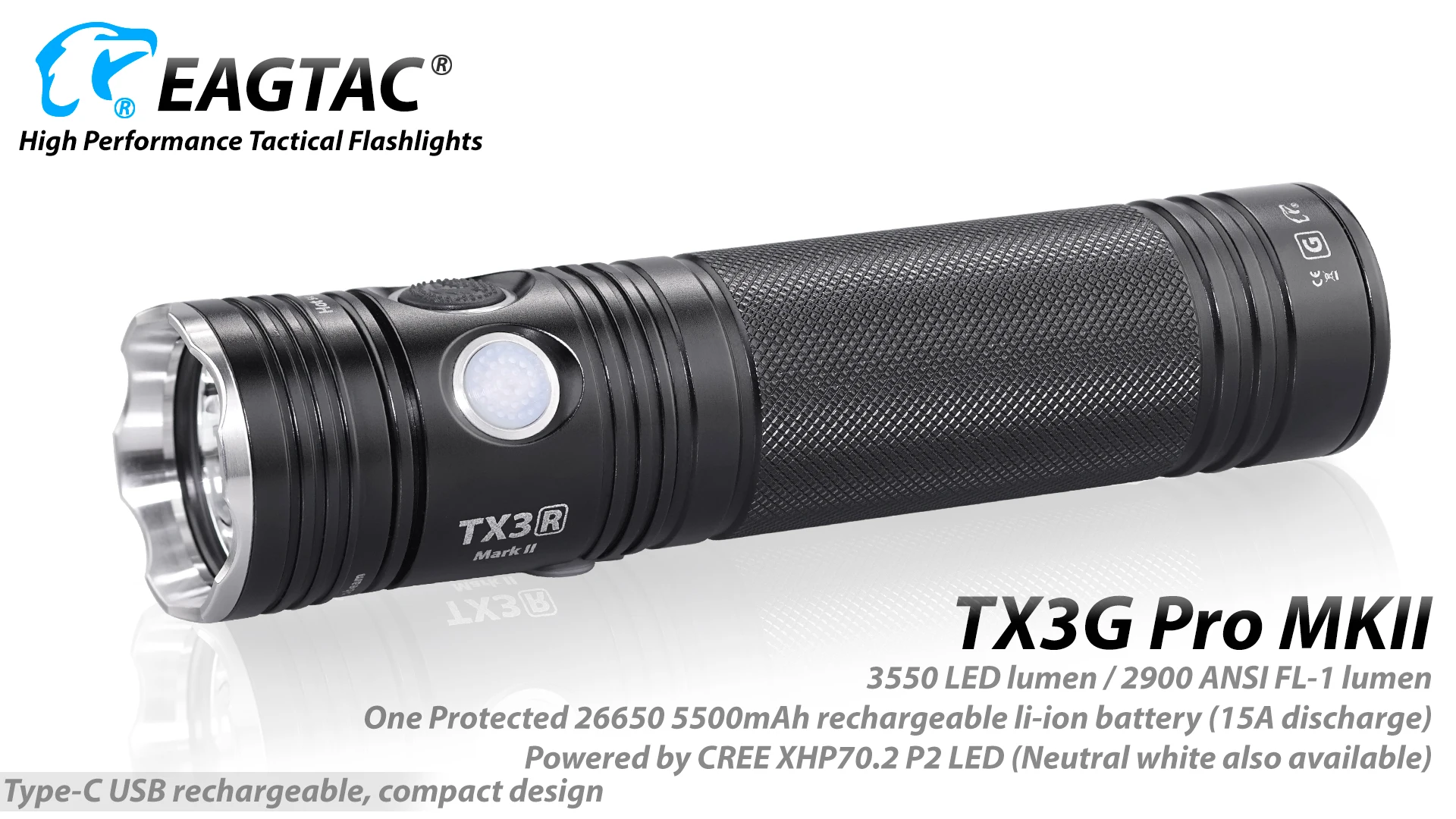 EAGTAC TX3G Pro 26650 аккумулятор USB Перезаряжаемый светодиодный фонарик ультра-яркий фонарь для охоты кемпинга мощный боковой переключатель