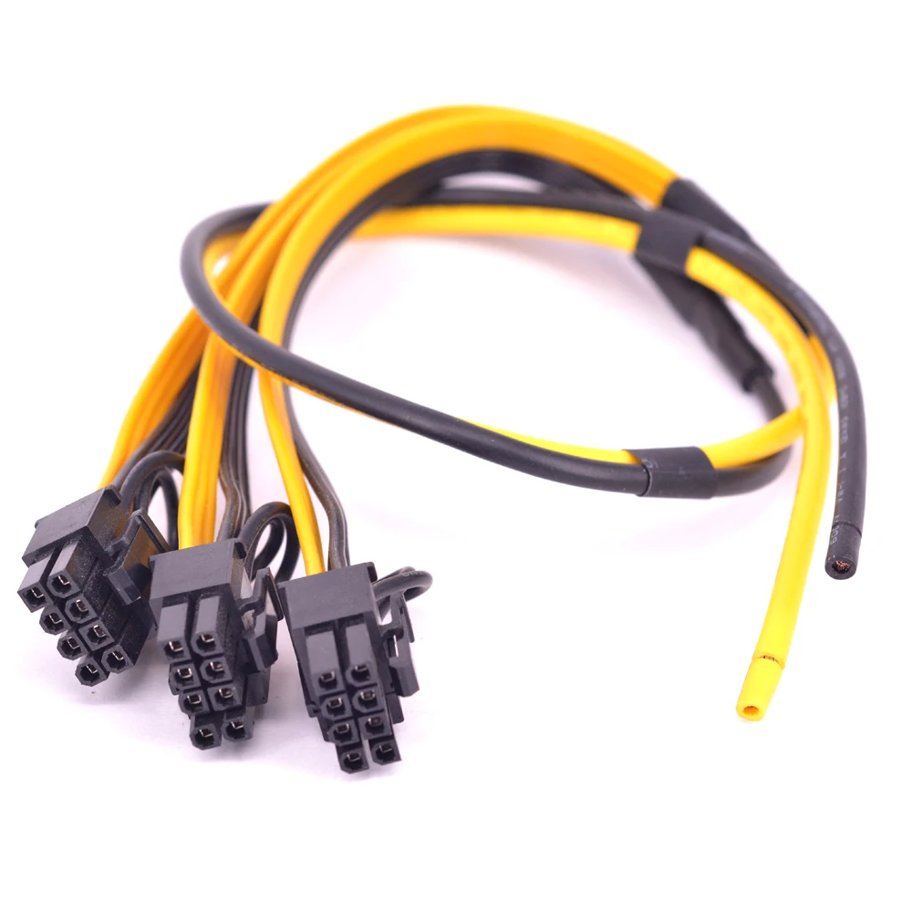 

PCIE Mining Power Supply Cable 8Pin Connector Sever PCIe Express 6+2 Pin Card Line 1 to 3 6pin + 2pin Adapter Cable 12AWG+18AWG