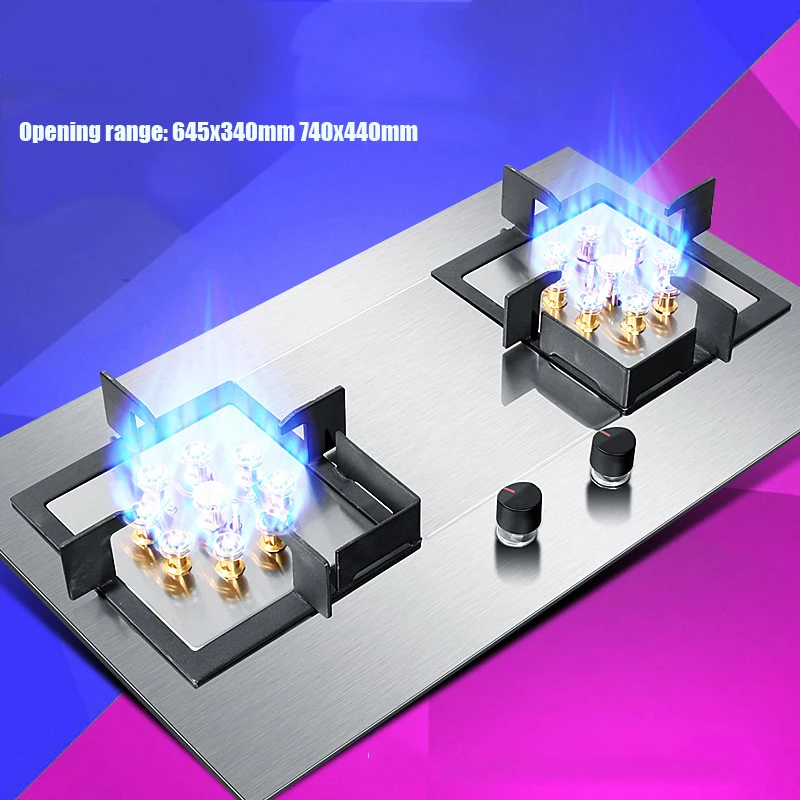 419D 7.0KW Stainless Steel Double-head Fierce Stove /Household Desktop Embedded Dual-Purpose Natural Liquefied Gas Stove 4