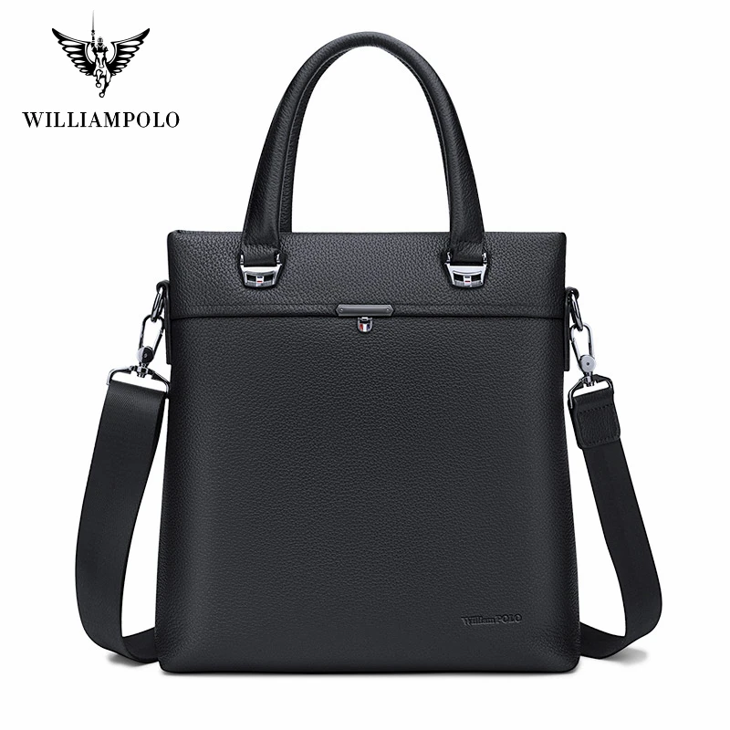 

WilliamPOLO Luxury Brand Men's Crossbody Shoulder Bags High Quality Tote Fashion Business Man Messenger Bag Genuine Leather Bag