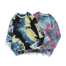 

Tie-dye Men Crewneck Sweatshirt Streetwear Long Sleeve Harajuku Tide Brand Hip Hop Couples Loose Sweatshirt 100% Cotton Tops
