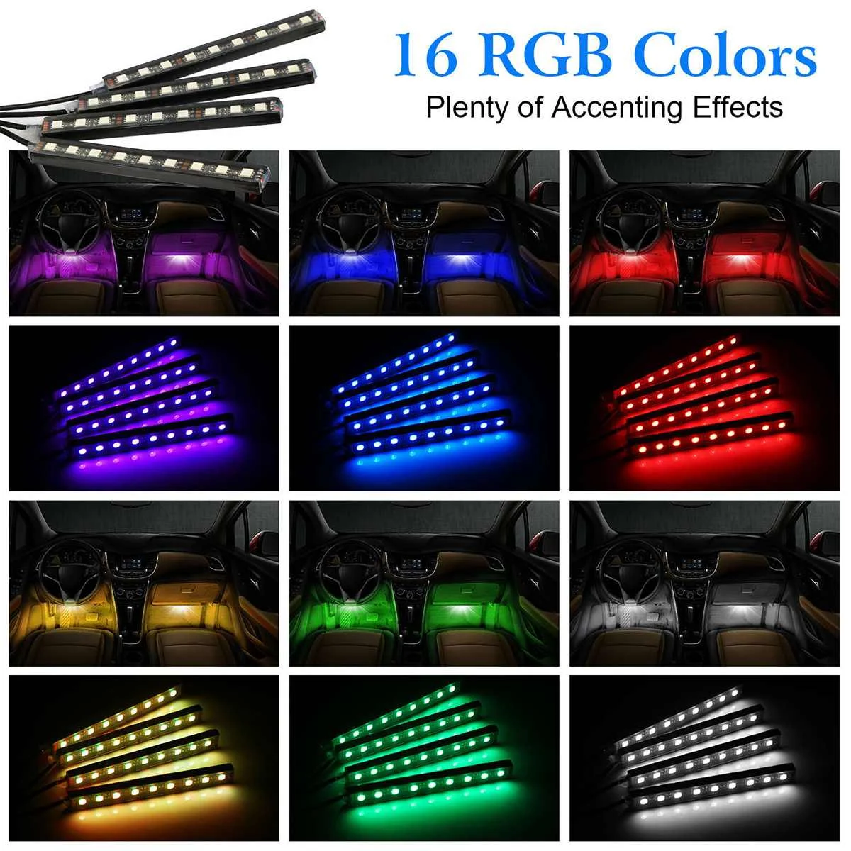 16 Цвета Музыка RGB светодиодный световая лента для автомобиля USB декоративный дизайн автомобиля атмосферы лампы автомобиля внутренний свет с пультом дистанционного управления 12V